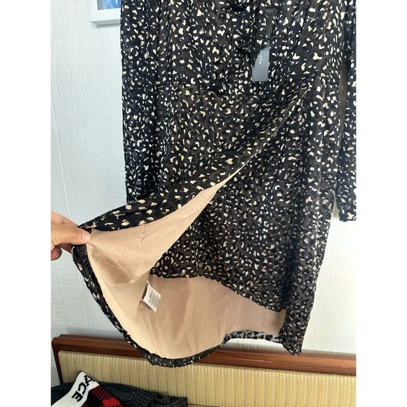 NWT BCBGMAXAZRIA Size 12 Black Blush Animal Print Long sleeve Asymmetrical Dress - Picture 1 of 16